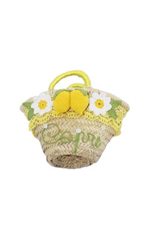 Straw basket bag with lemon for baby girl Capridea | LEMONBASKETBGIALLO